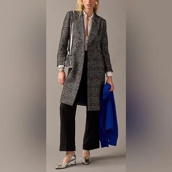 J. Crew Collection Mirabelle topcoat Italian wool blend Black Brown Size 24 NWT - Picture 1 of 11